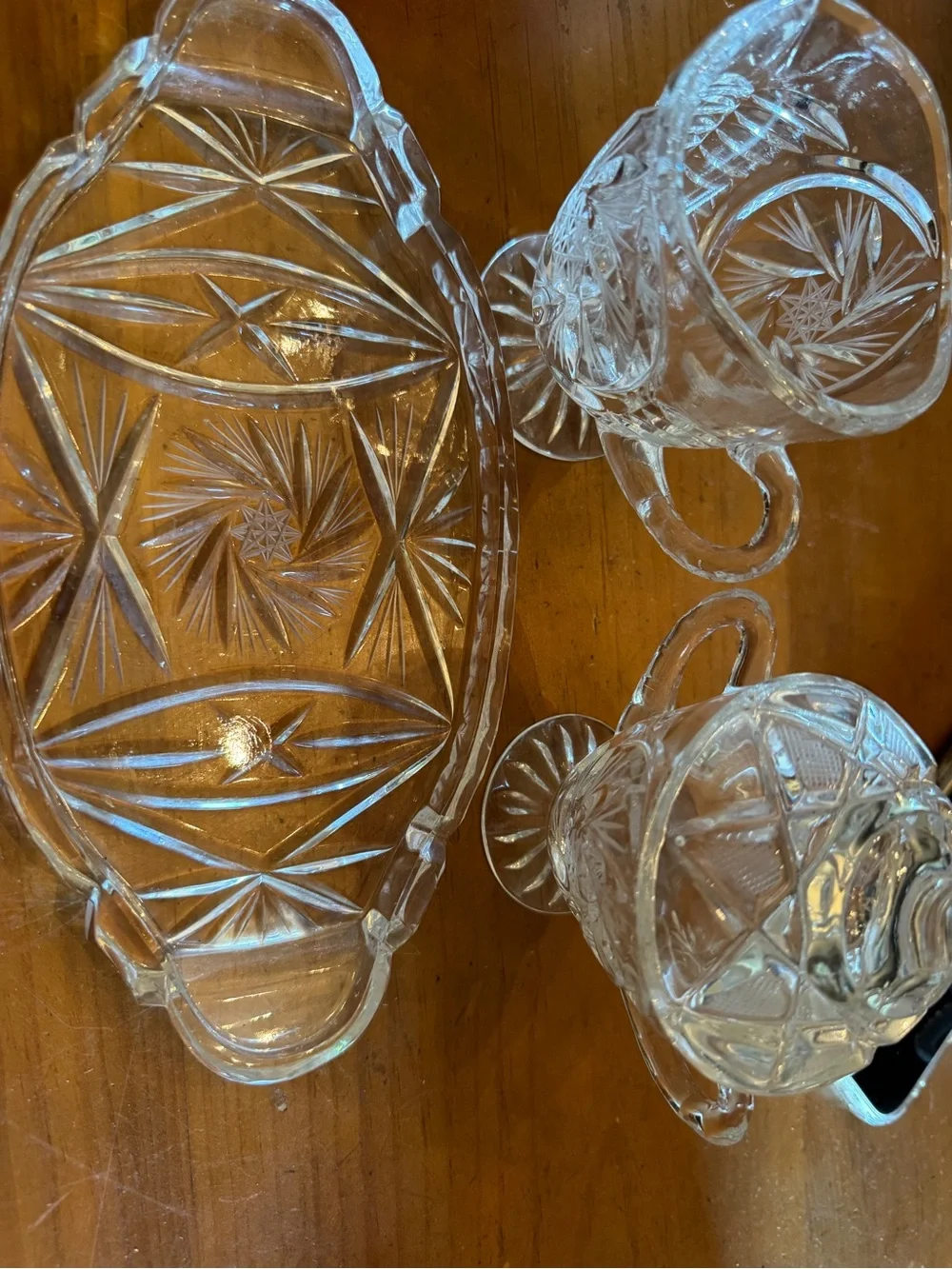 Clear Cut Glass Creamer and Sugar Set - Classic Crystal-Style Design